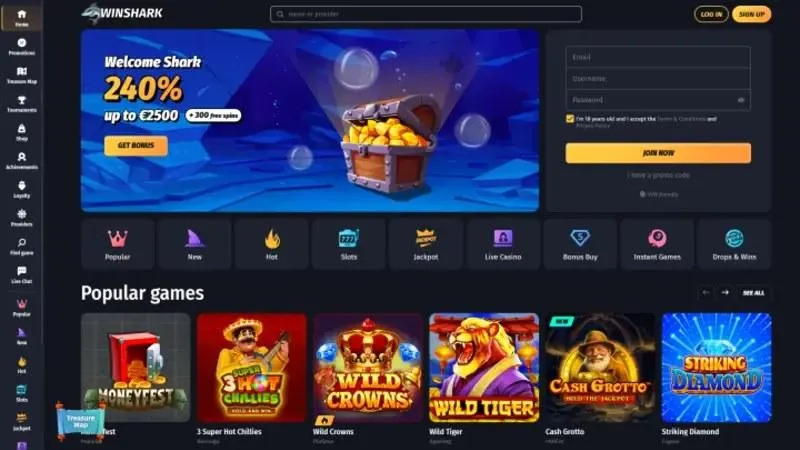 Winshark im Gesamttest als bestes Online Casino ohne OASIS